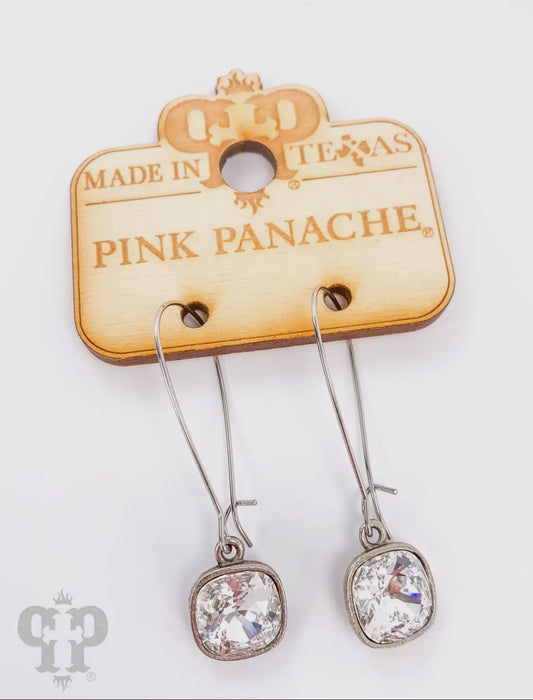 Pink Panache Square Crystal Earrings