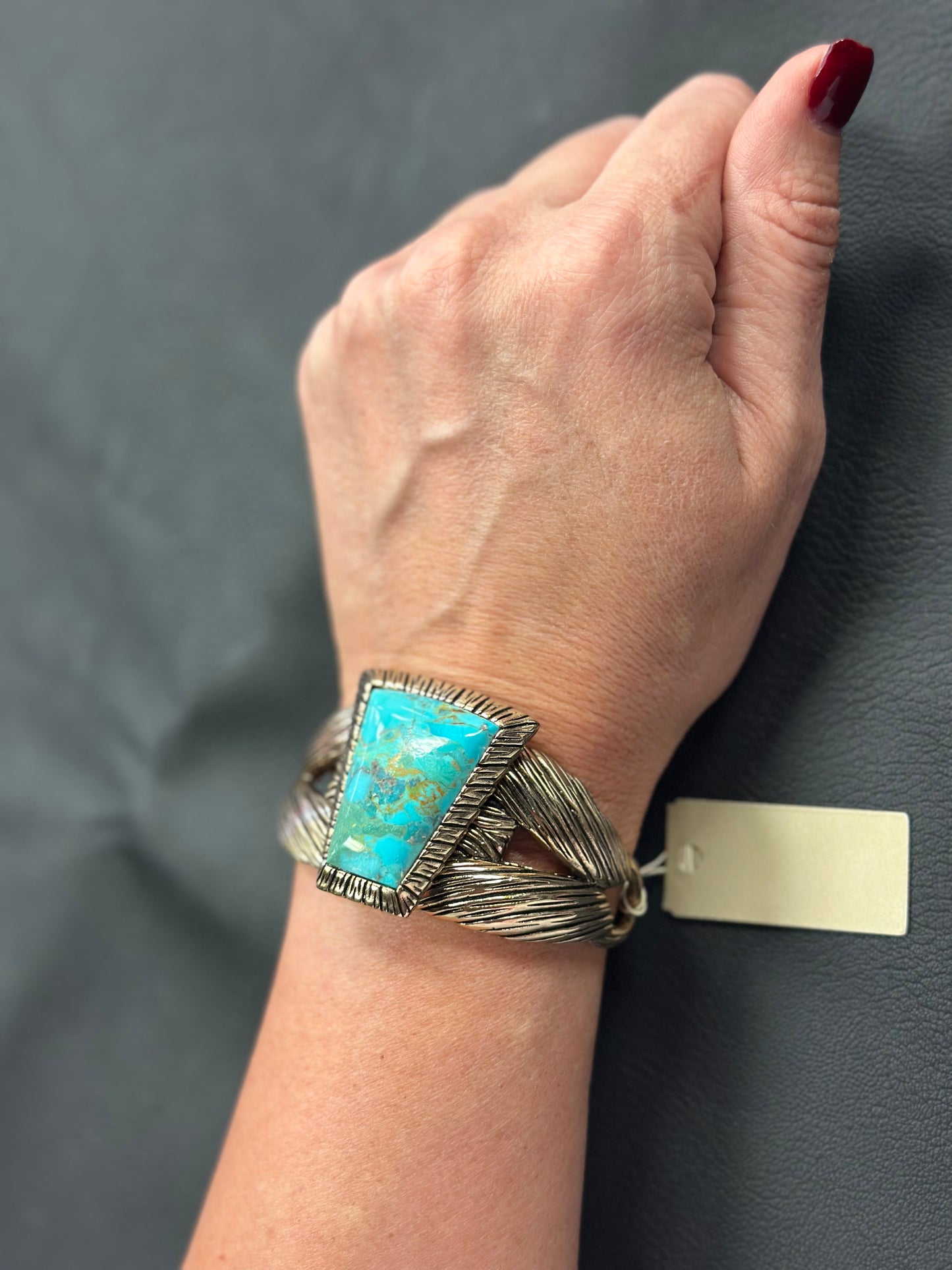 Meriette Blue turquoise, gold statement, cuff bracelet