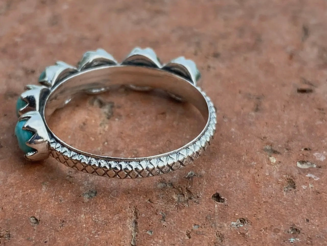 Natural Kingman 6 stone Sterling Silver Band