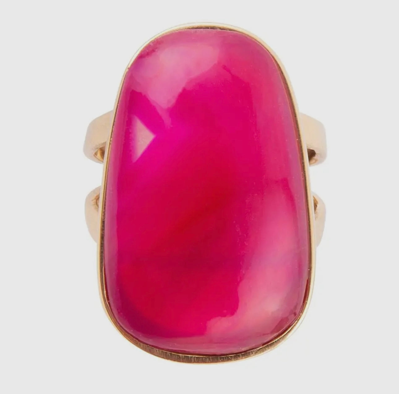 Madeleine Pink Magenta Agate Golden Ring