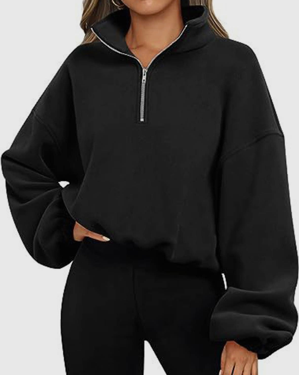 Black Drawstring Fleece Jacket