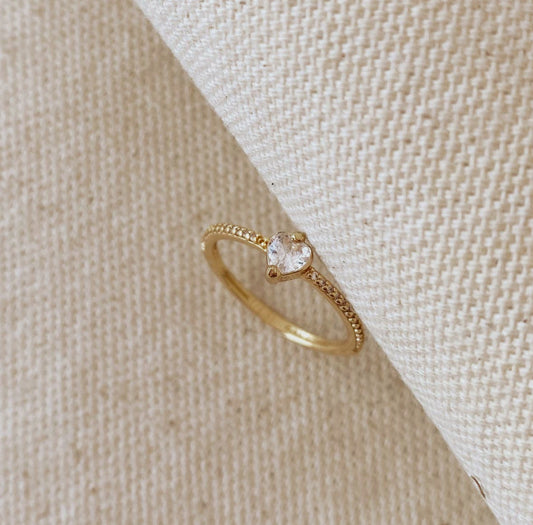 18k Gold Filled Vintage Mini Heart Stackable Ring