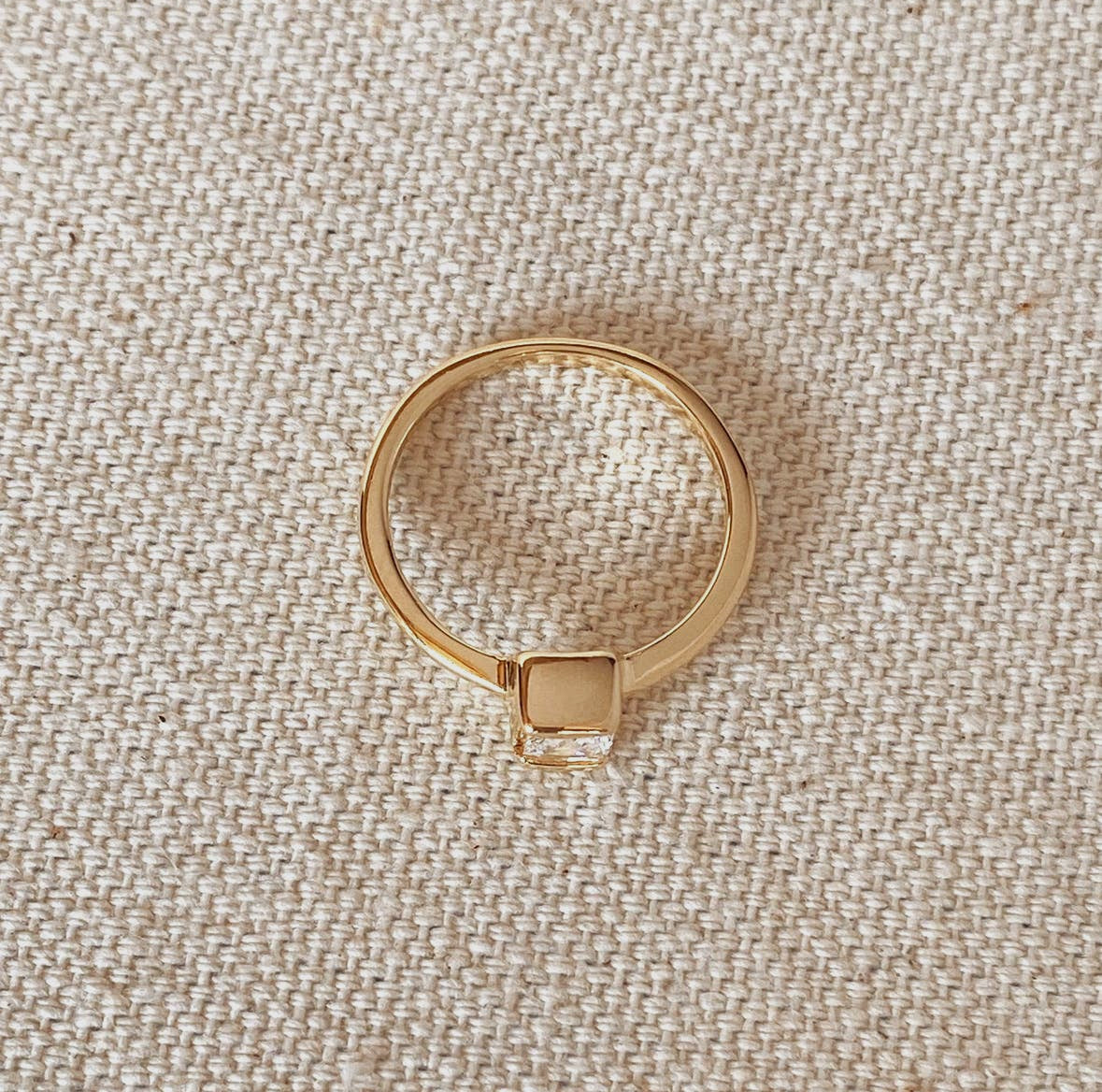 Dainty 18k Gold Filled Square Solitaire Ring