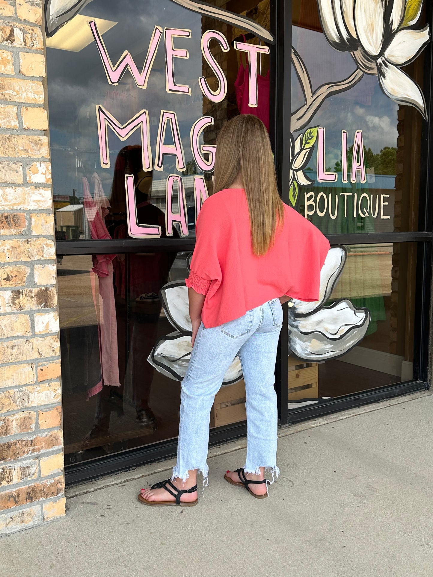 Girls Solid Coral Oversized Tunic