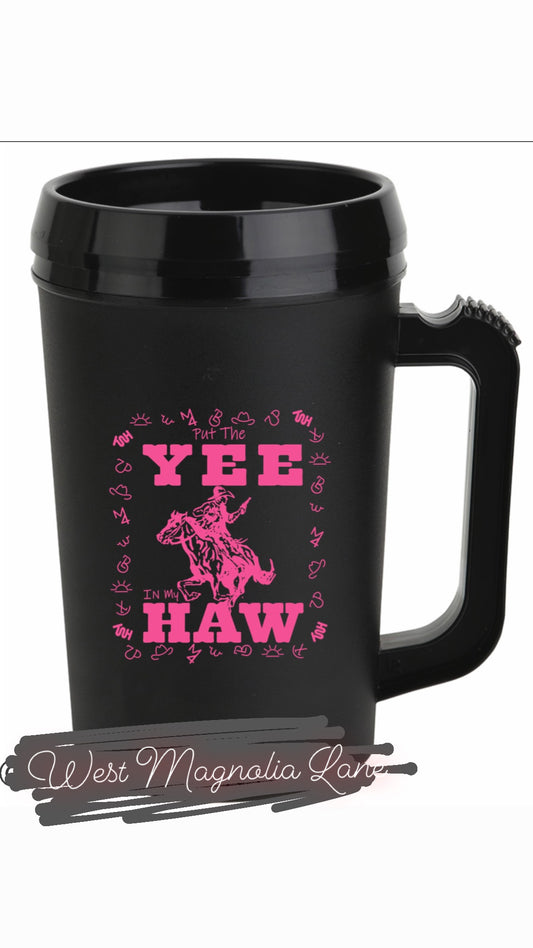 YEEHAW tumbler-Black and Hot Pink