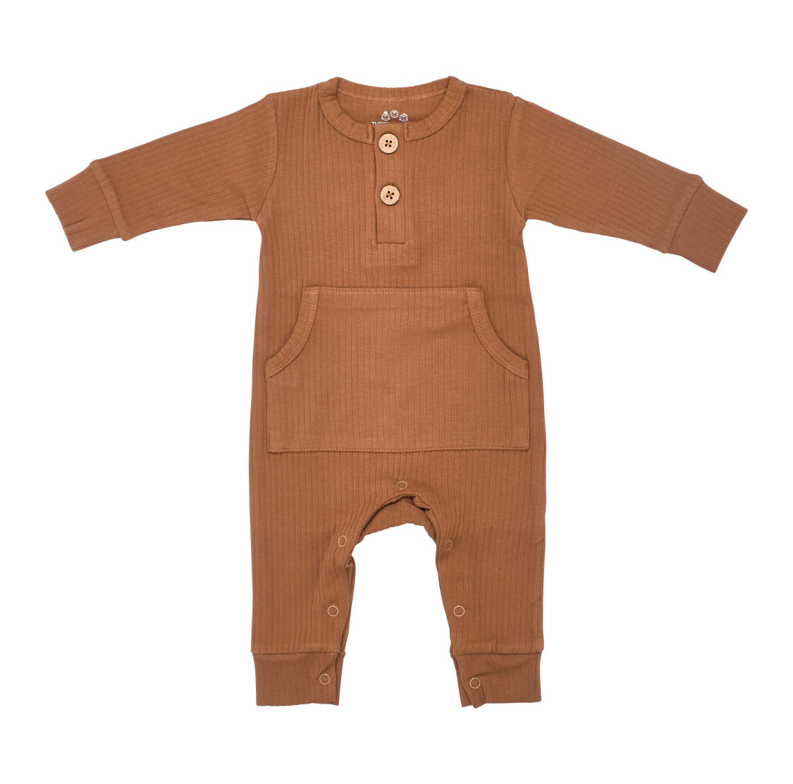 Baby Ribbed Playsuit with Pockets-Clay